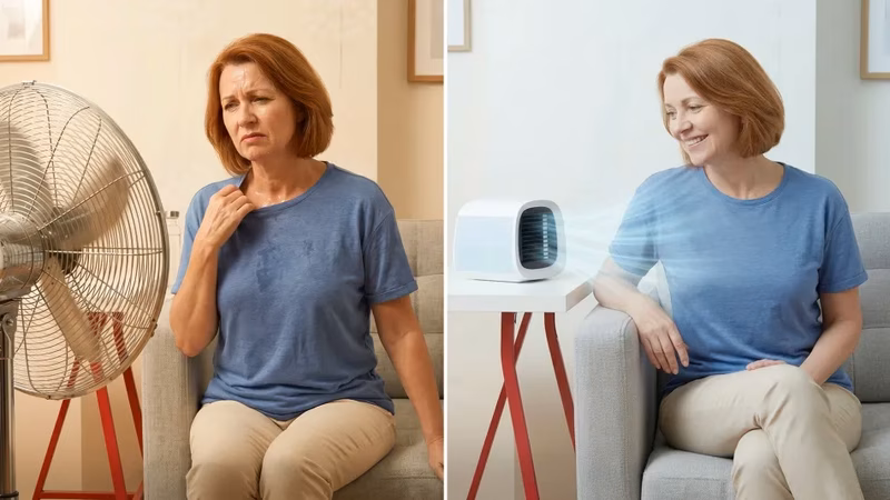 Beat summer heat waves and stuffy indoor air with the evaCHILL personal cooling device.
